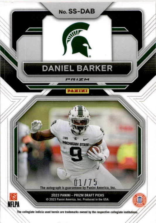 2023 Panini Prizm Draft Picks Orange Wave #SS-DAB Daniel Barker Auto Spartans