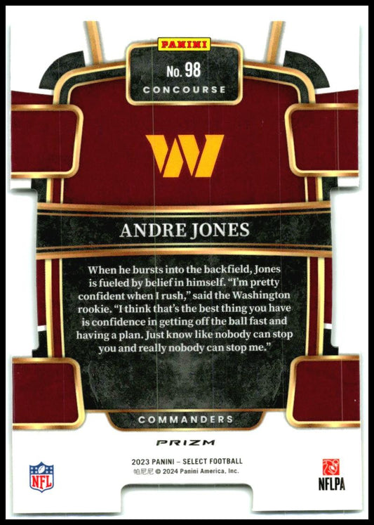 2023 Panini Select Green and Yellow Prizms Die Cuts #98 Andre Jones Washington
