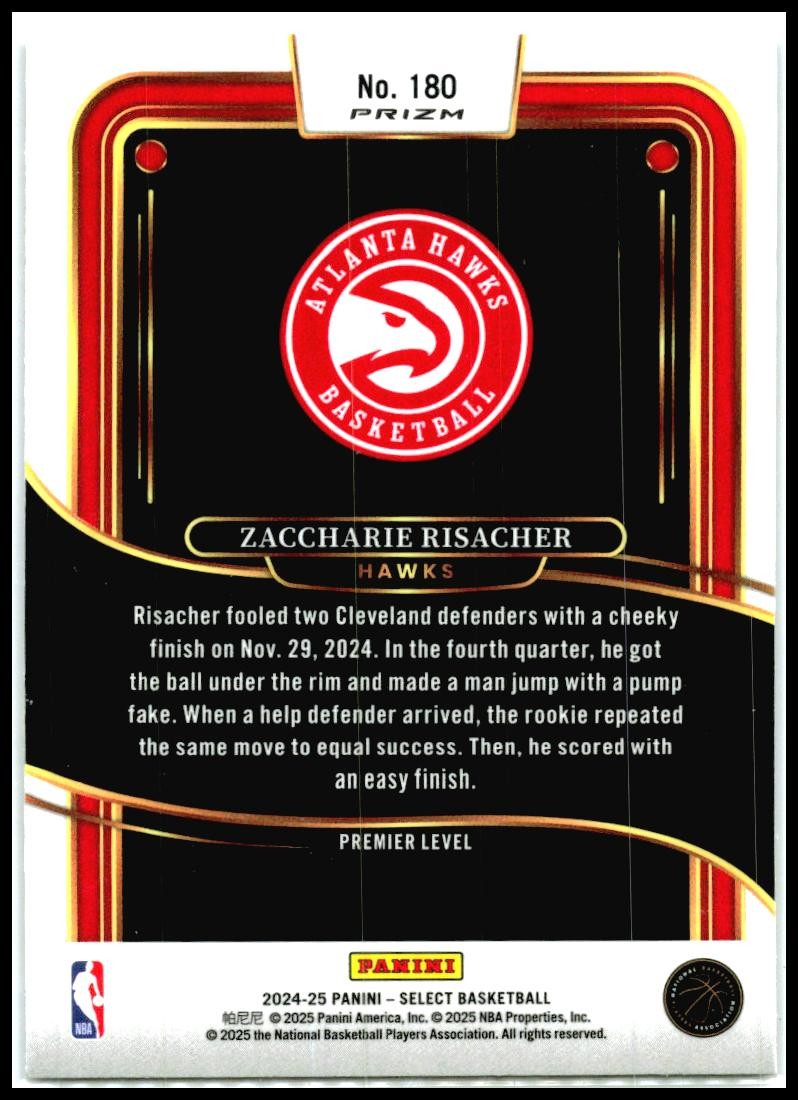 2024-25 Select Blue Ice #180 Zaccharie Risachier Hawks