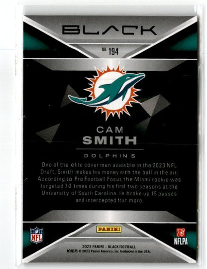 2023 Panini Black #194 Cam Smith Rookie Miami Dolphins