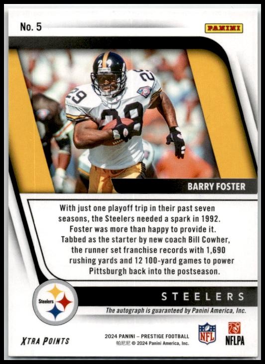 2024 Prestige Franchise Favorites Auto Orange #5 Barry Foster Auto Steelers