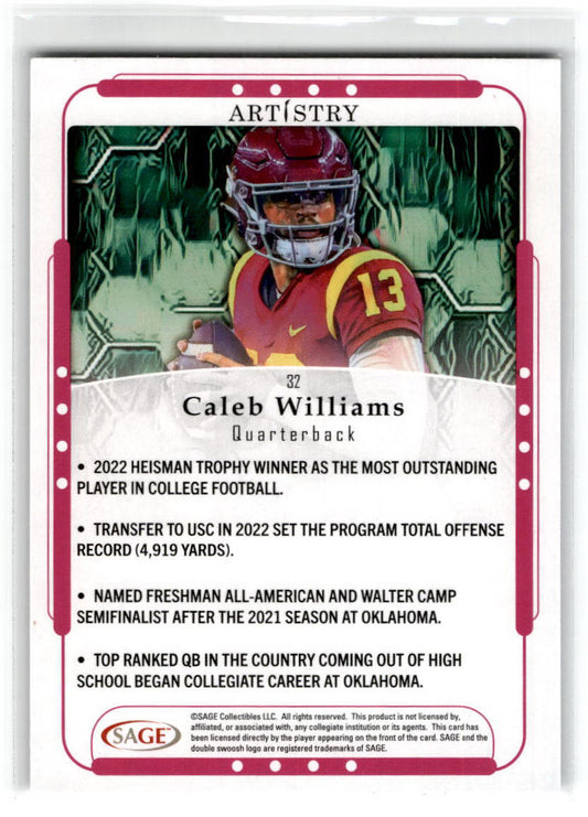 2023 Sage Artistry #32 Caleb Williams Chicago Bears