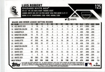 2023 Topps Chrome Sepia Refractor #125 Luis Robert Chicago White Sox.