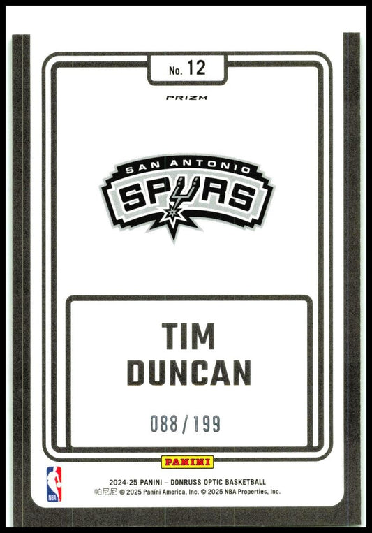 2024-25 Donruss Optic Green Winner Stays #12 Tim Duncan Spurs