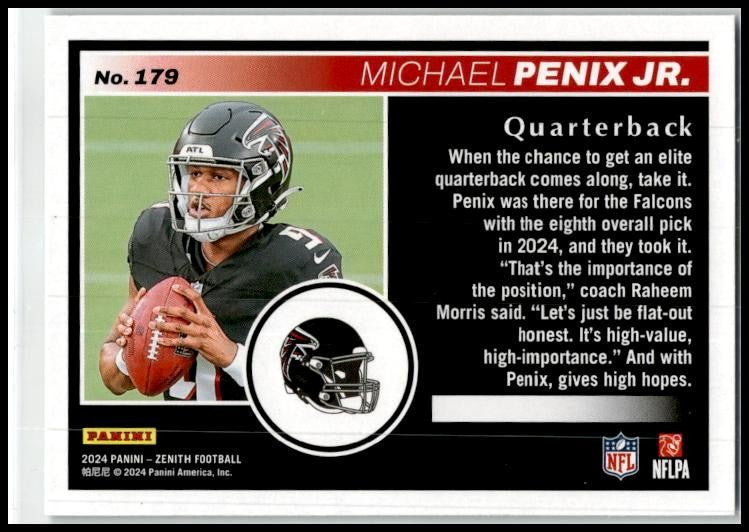 2024 Panini Zenith Two Minute Drill #179 Michael Penix Jr. Rookie Falcons