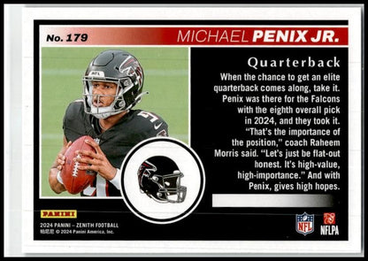 2024 Panini Zenith Two Minute Drill #179 Michael Penix Jr. Rookie Falcons