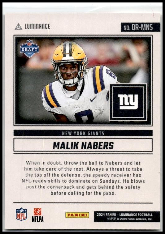 2024 Panini Luminance Dynamic Rookies #DR-MNS Malik Nabers New York Giants