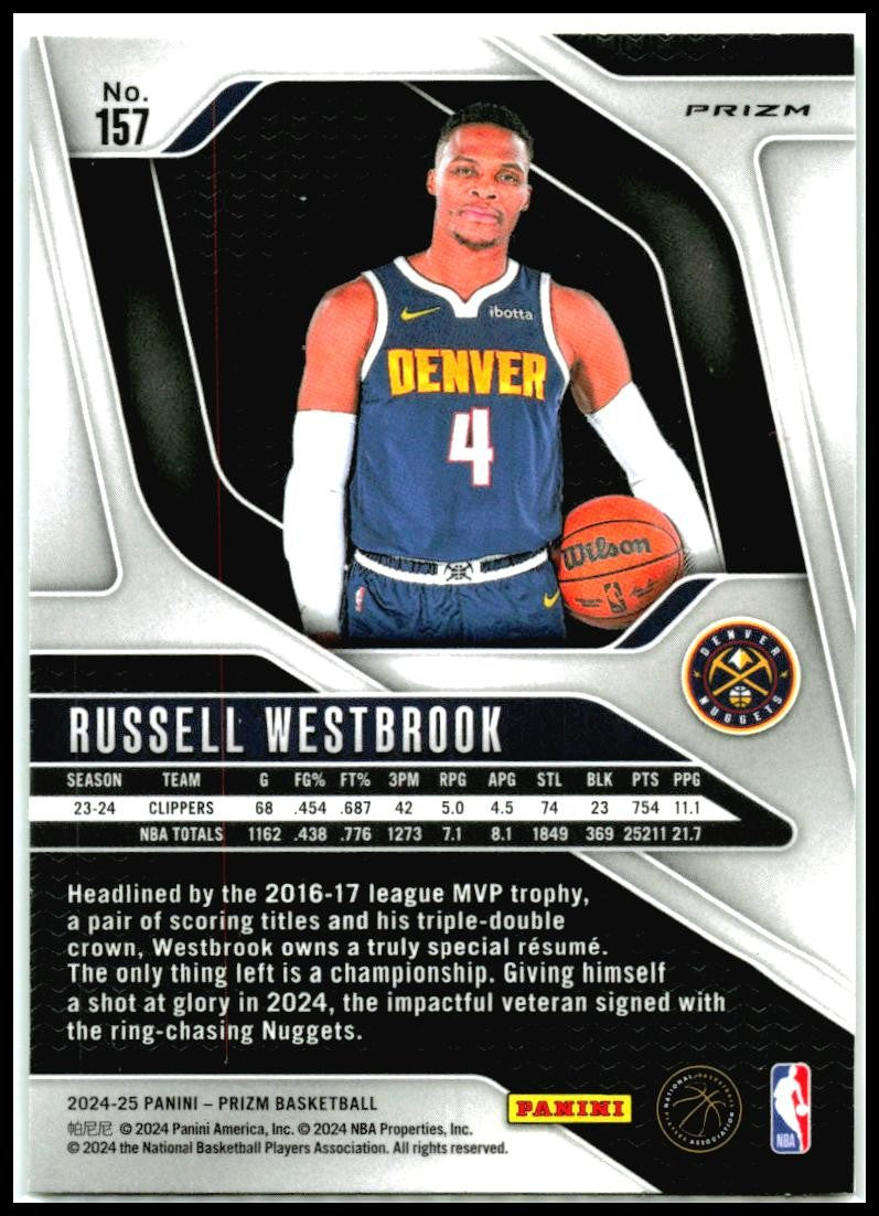 2024-25 Panini Prizm Green #157 Russell Westbrook Denver Nuggets
