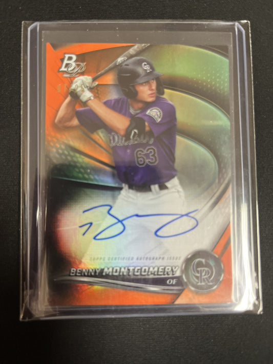 Benny Montgomery 2022 Bowman Platinum Orange oncard Autograph AUTO #'d 07/25