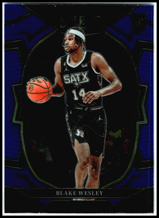 2022-23 Panini Select Blue #97 Blake Wesley Rookie San Antonio Spurs