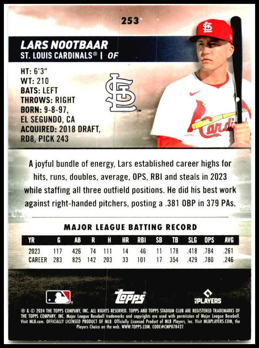 2024 Stadium Club #253 Lars Nootbaar St. Louis Cardinals