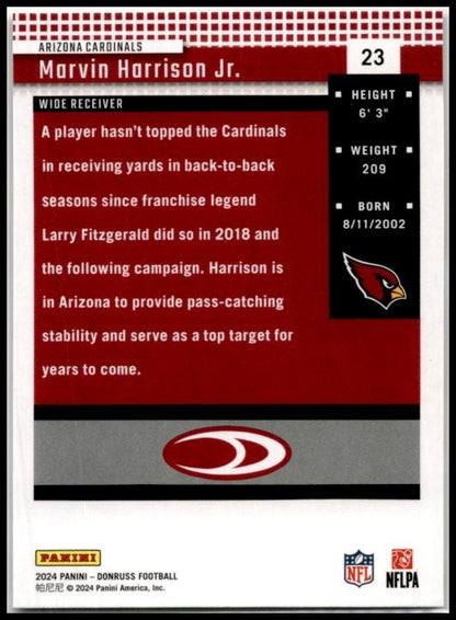2024 Donruss Retro 2004 #23 Marvin Harrison Jr. Arizona Cardinals