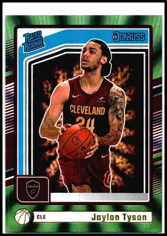2024-25 Donruss Holo Green Laser #206 Jaylon Tyson Rookie Cleveland Cavaliers