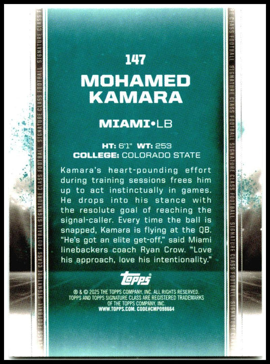 2024 Topps Signature Class Bronze #147 Mohamed Kamara Rookie Miami Dolphins