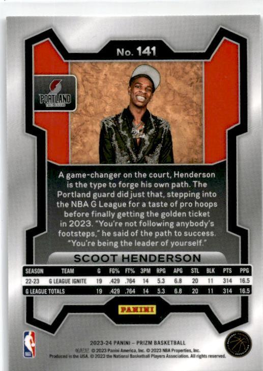 2023-24 Prizm Variation #141 Scoot Henderson Portland Trail Blazers