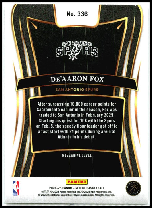 2024-25 Panini Select #336 De'Aaron Fox San Antonio Spurs