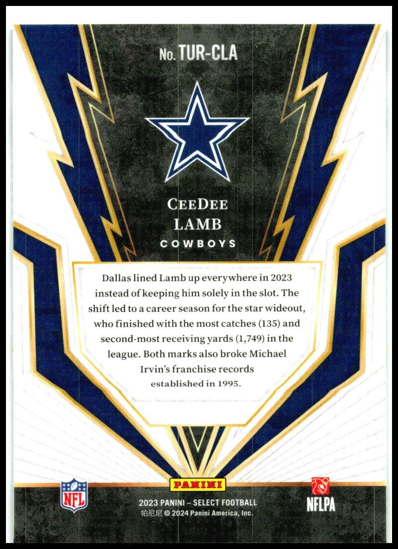 2023 Panini Select Turbocharged #TUR-CLA CeeDee Lamb Dallas Cowboys