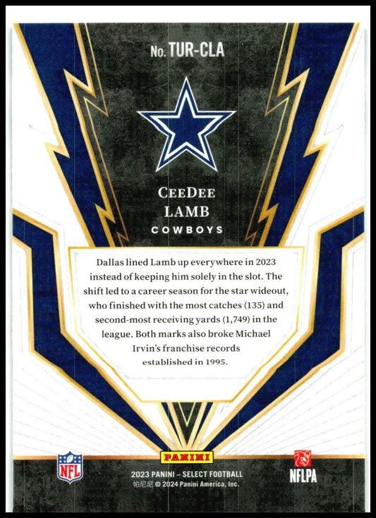 2023 Panini Select Turbocharged #TUR-CLA CeeDee Lamb Dallas Cowboys