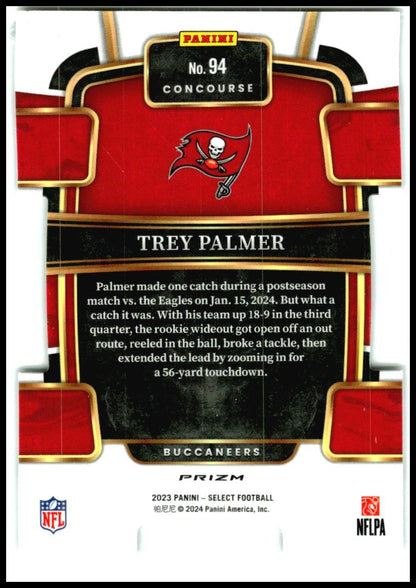 2023 Panini Select Silver Prizms Die Cuts #94 Trey Palmer Rookie Tampa Bay