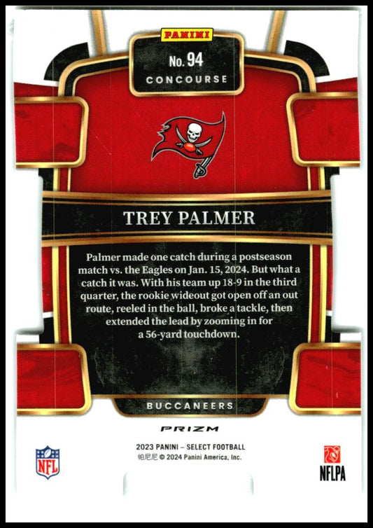2023 Panini Select Silver Prizms Die Cuts #94 Trey Palmer Rookie Tampa Bay