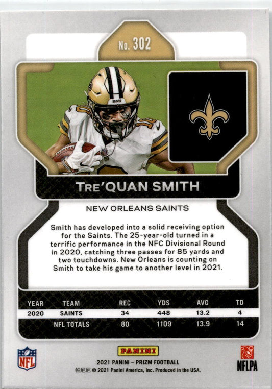 2021 Panini Prizm #302 Tre'Quan Smith New Orleans Saints