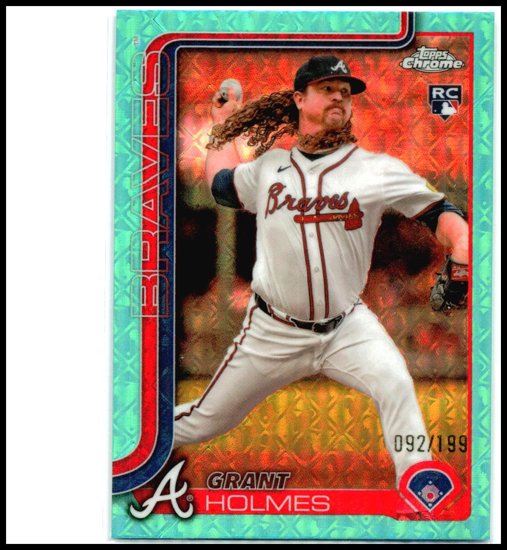 2025 Topps Chrome Logofractor Aqua Refractors #169 Grant Holmes Rookie Braves