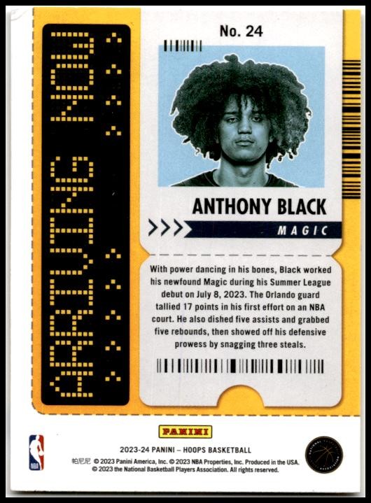 2023-24 Hoops Arriving Now #24 Anthony Black Orlando Magic