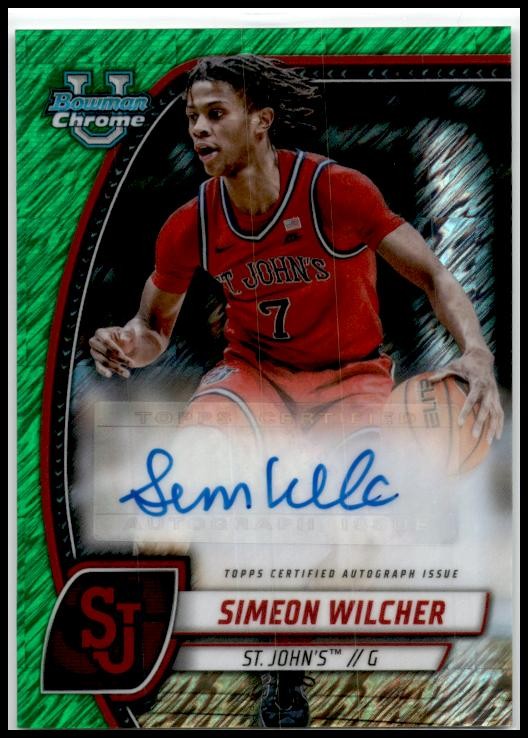 2024-25 Bowman University Chrome Green Shimmer #71 Simeon Wilcher Red Storm