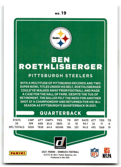 2021 Donruss Ben Roethlisberger Pittsburgh Steelers #19
