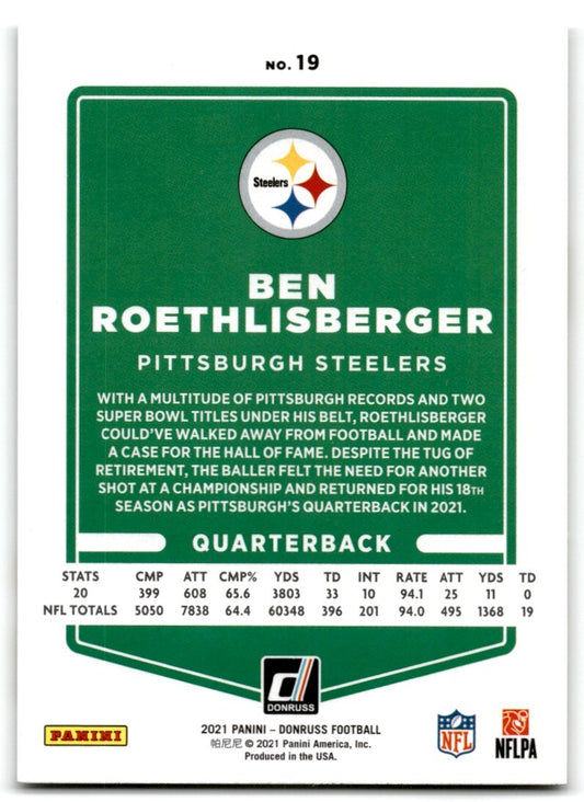 2021 Donruss Ben Roethlisberger Pittsburgh Steelers #19