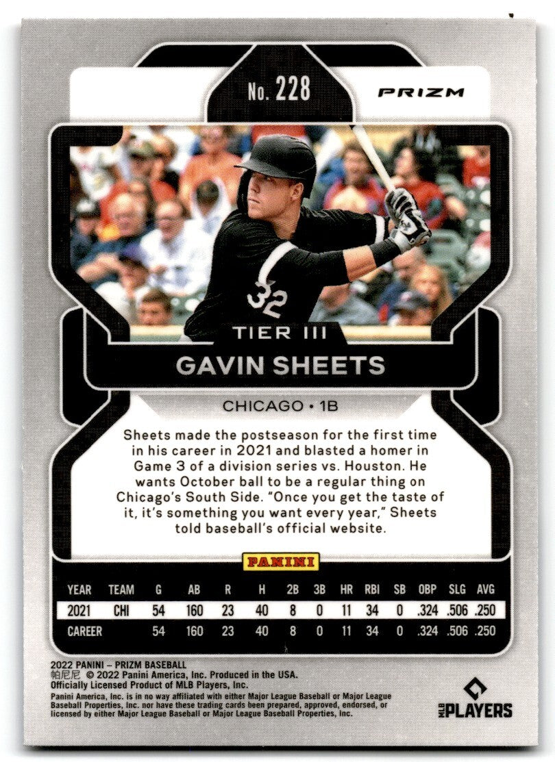 2022 Panini Prizm Red/White/Blue Gavin Sheets Chicago White Sox #228