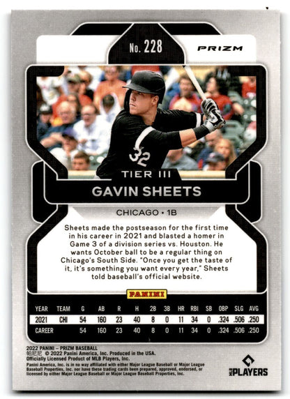 2022 Panini Prizm Red/White/Blue Gavin Sheets Chicago White Sox #228