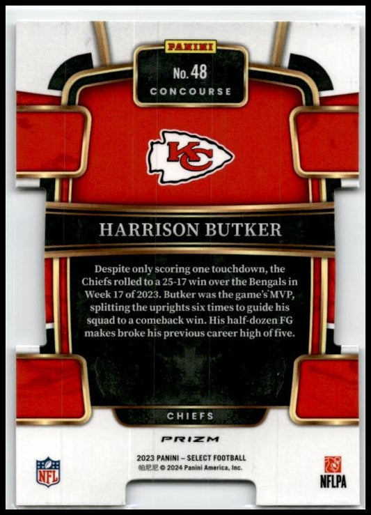 2023 Panini Select Silver Prizms Die Cuts #48 Harrison Butker Kansas City Chiefs