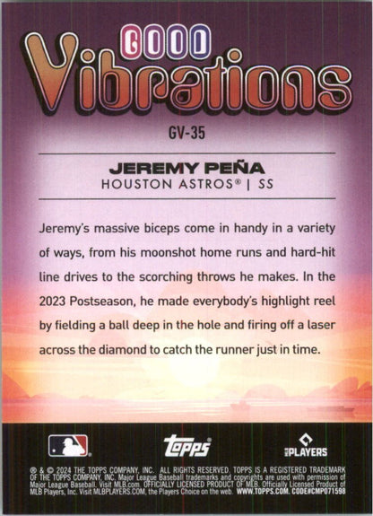 2024 Topps Big League Good Vibrations #GV35 Jeremy Pena - BB