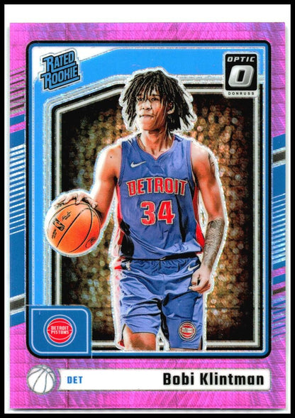 2024-25 Donruss Optic Hyper Pink #289 Bobi Klintman Rookie Detroit Pistons