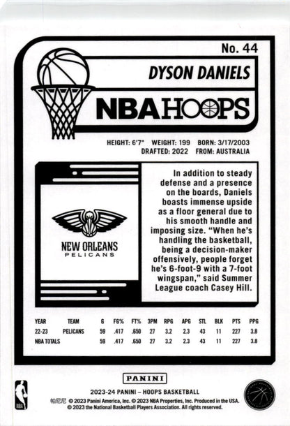 2023-24 Hoops Winter #44 Dyson Daniels New Orleans Pelicans