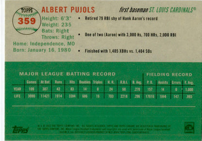 2023 Topps Chrome Platinum Anniversary XFractor #359 Albert Pujols St. Louis