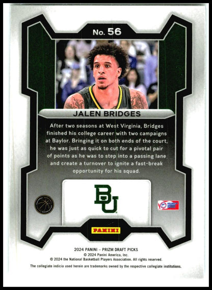 2024 Panini Prizm Draft Picks #56 Jalen Bridges Boston