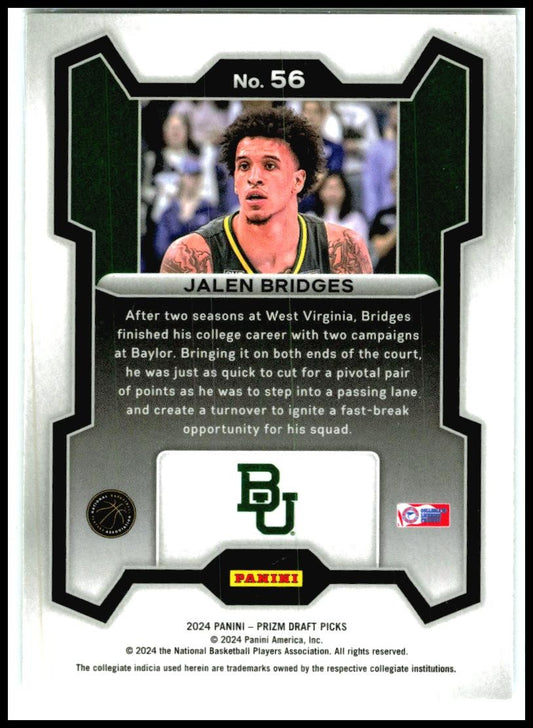 2024 Panini Prizm Draft Picks #56 Jalen Bridges Boston