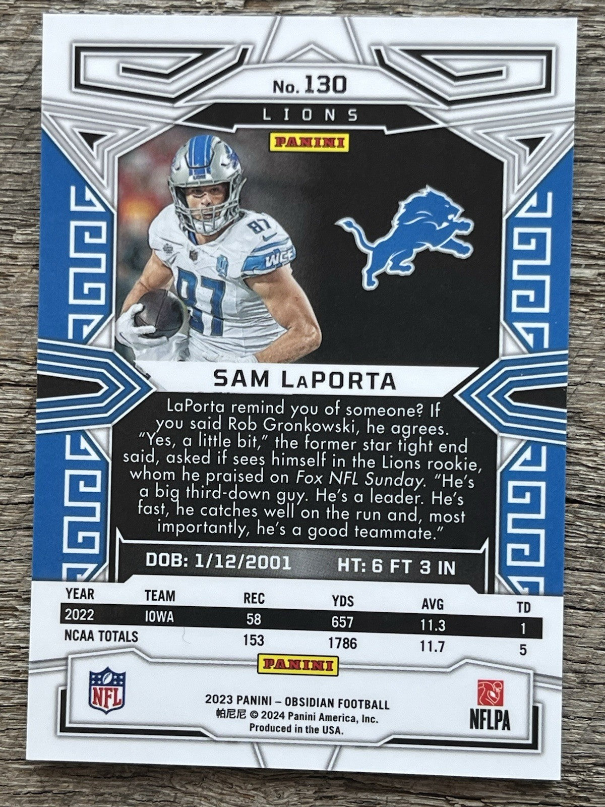 2023 Obsidian Asia Pulsar Prizm Black Silver Sam LaPorta RC Detroit Lions