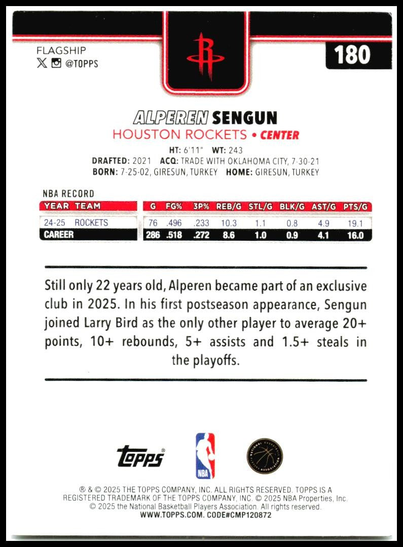 2025-26 Topps #180 Alperen Sengun Houston Rockets