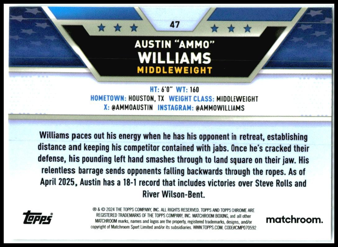 2024 Topps Chrome Boxing #47 Austin Williams