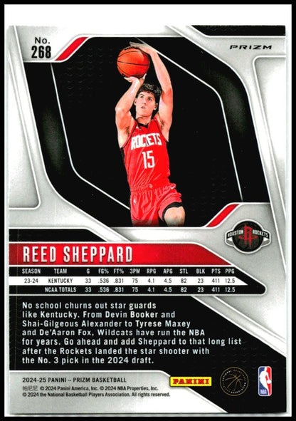 2024-25 Panini Prizm Prizms Ice #268 Reed Sheppard Houston Rockets