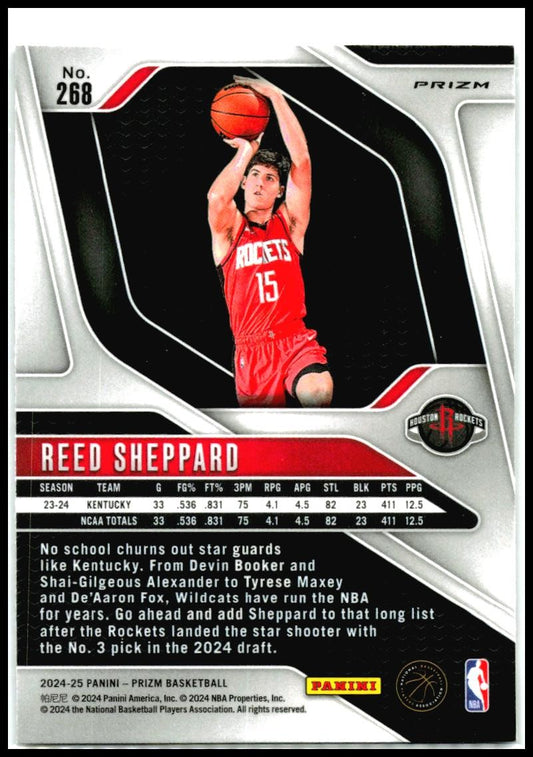 2024-25 Panini Prizm Prizms Ice #268 Reed Sheppard Houston Rockets
