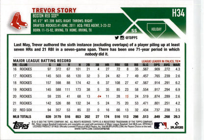 2023 Topps Holiday Metallic #H34 Trevor Story Boston Red Sox