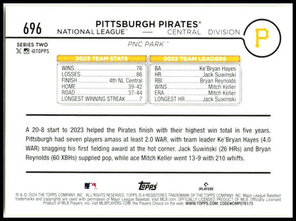 2024 Topps Yellow Foil #696 Pittsburgh Pirates Pittsburgh Pirates