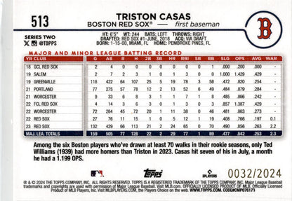 2024 Topps Gold #513 Triston Casas #/2024 Boston Red Sox