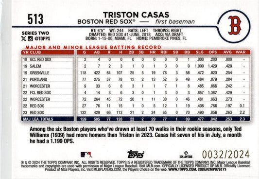 2024 Topps Gold #513 Triston Casas #/2024 Boston Red Sox