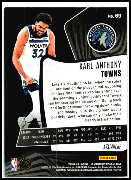 2023-24 Panini Revolution Avalanche #69 Karl-Anthony Towns Minnesota