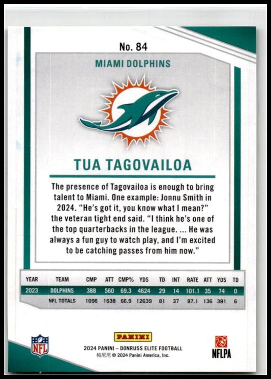 2024 Donruss Elite Orange #84 Tua Tagovailoa #/399 Miami Dolphins